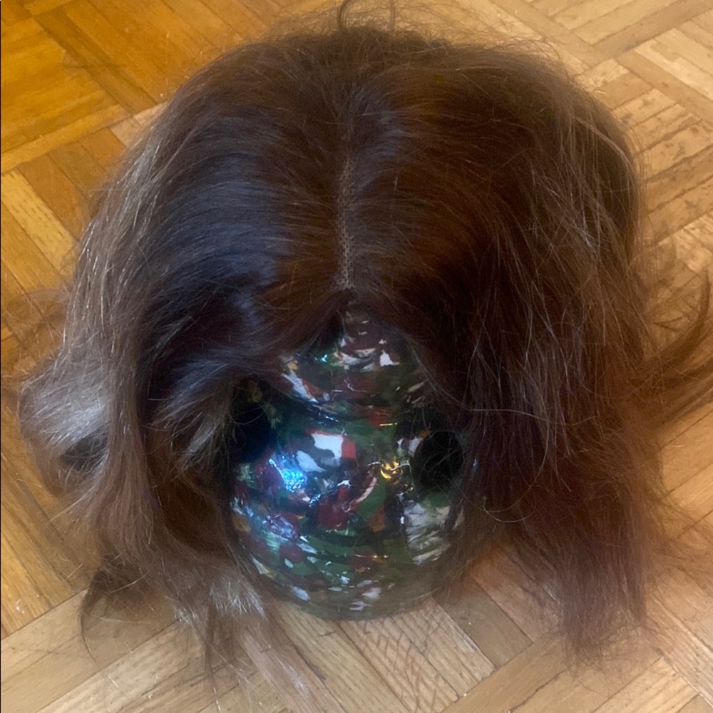 Human hair with some caramels Brown Women's Hair Wig